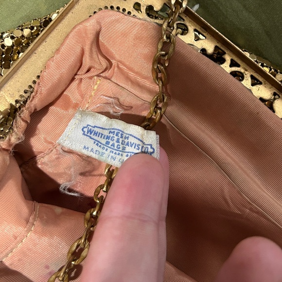 Whiting and Davis Gold mesh metal purse handbag vintage - Picture 3 of 11